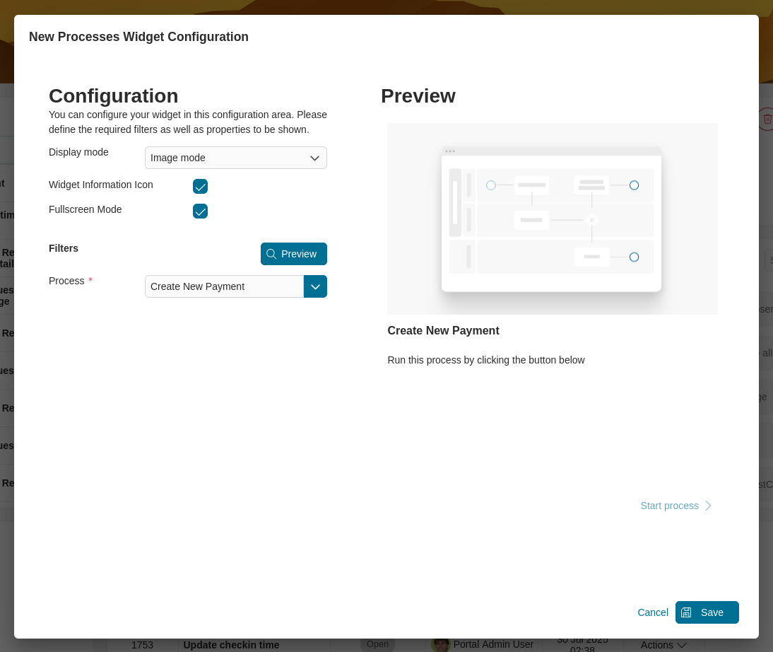 Dashboard process widget's image mode