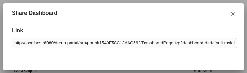 Share dashboard dialog