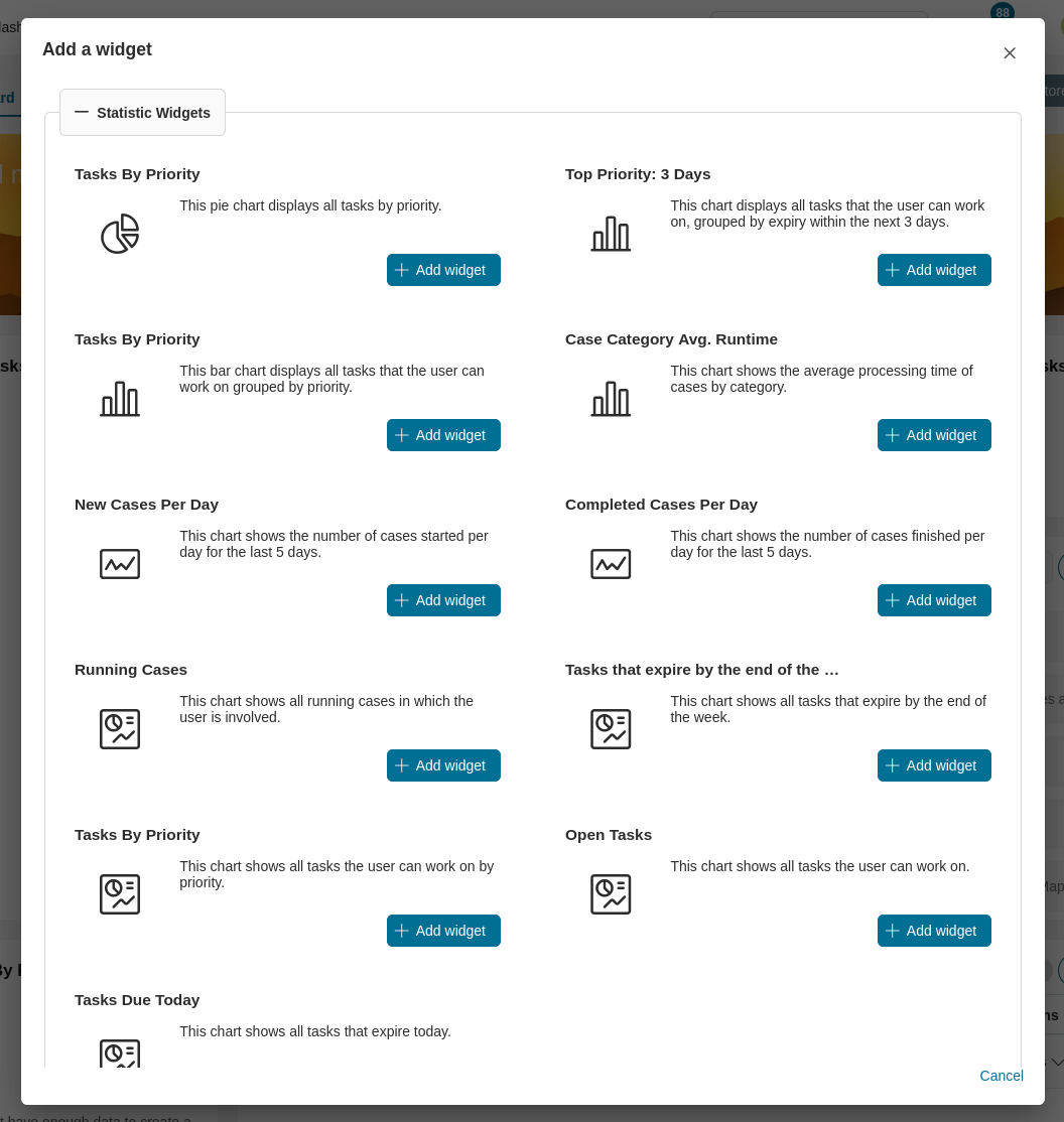 Statistic widget list