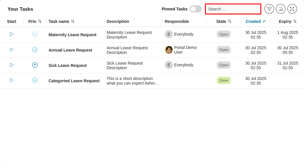 Dashboard task widget's quick search