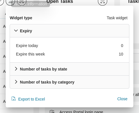 Dashboard widget's info panel