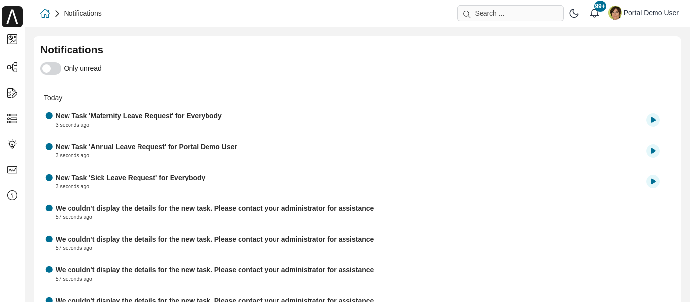 Full notifications page