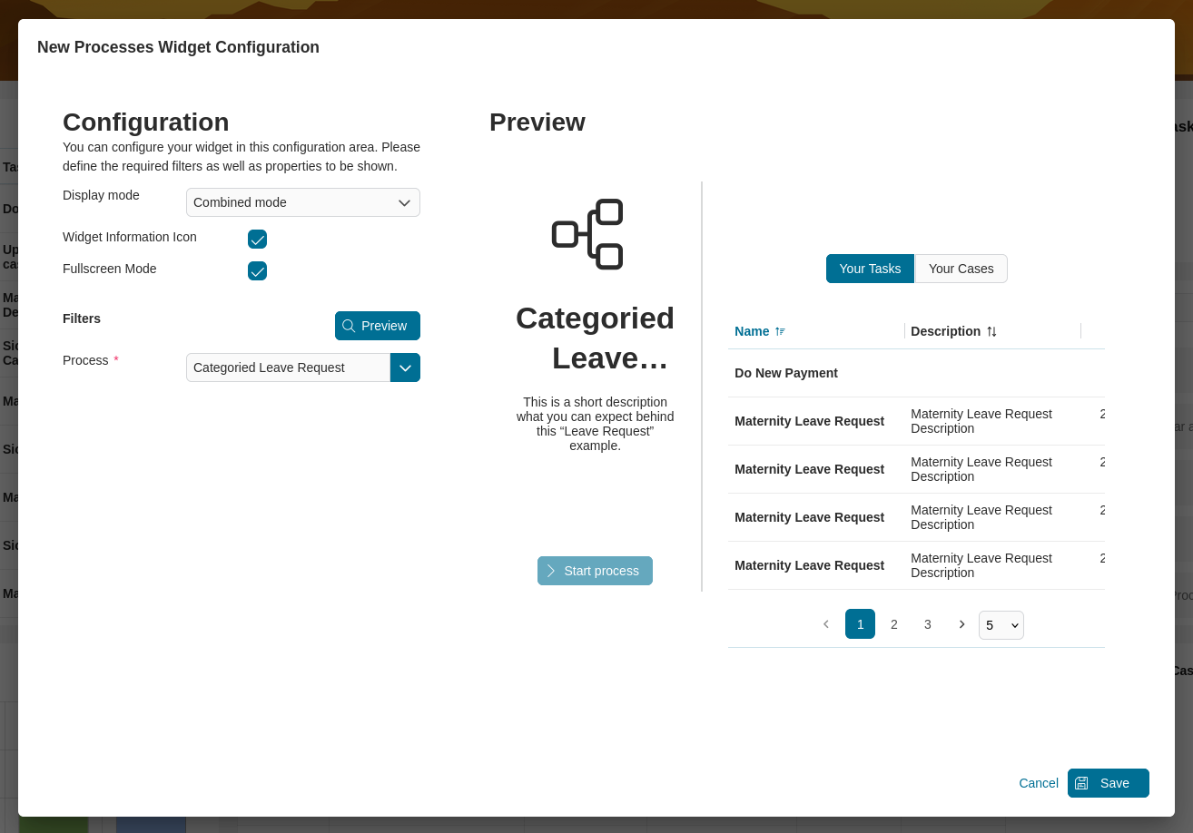 Dashboard process widget's combined mode