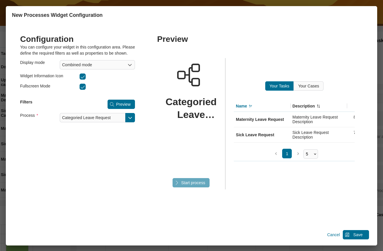 Dashboard process widget's combined mode