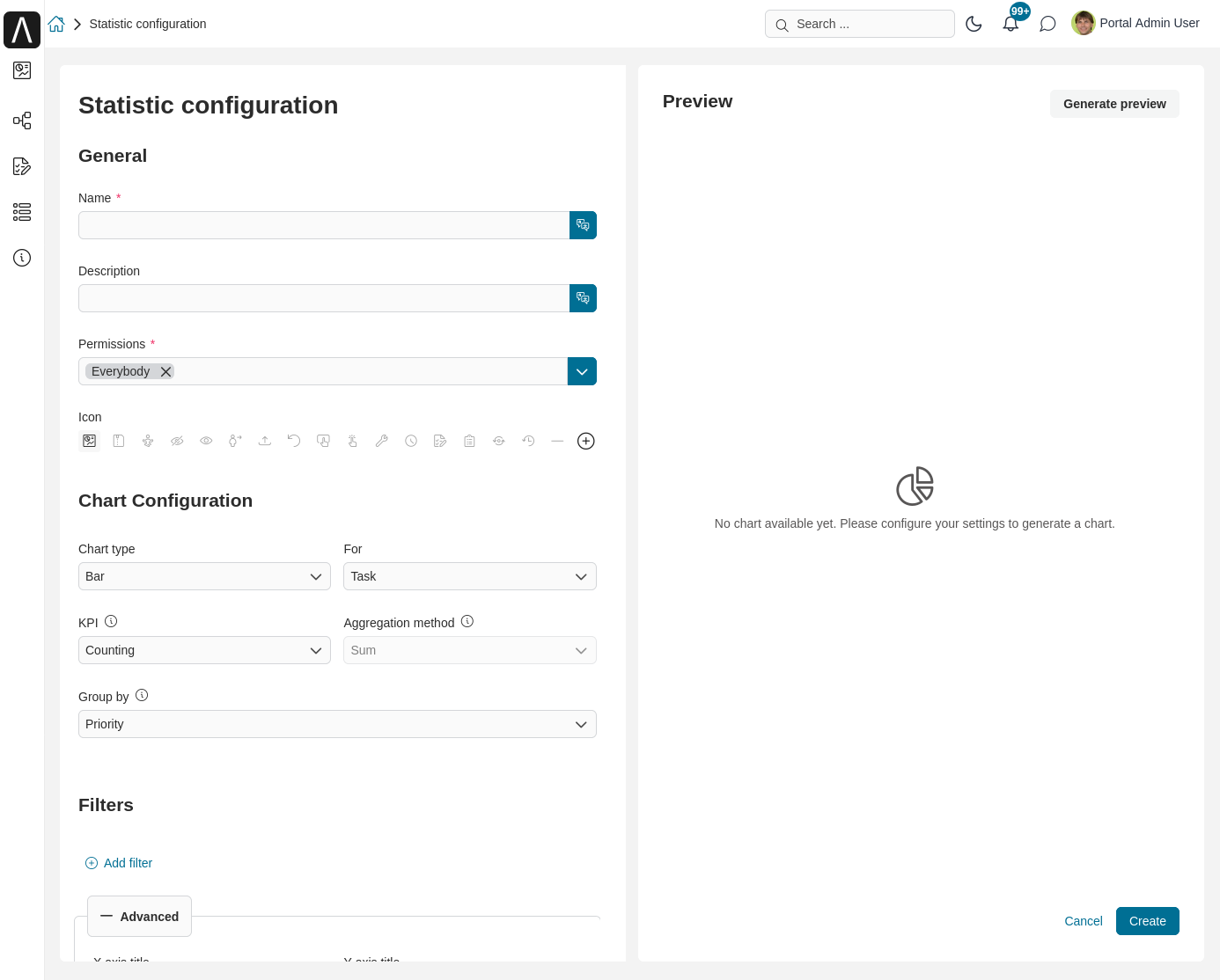 Custom statistic widget configuration page