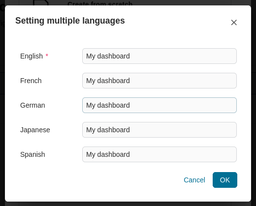 Multi language dialog