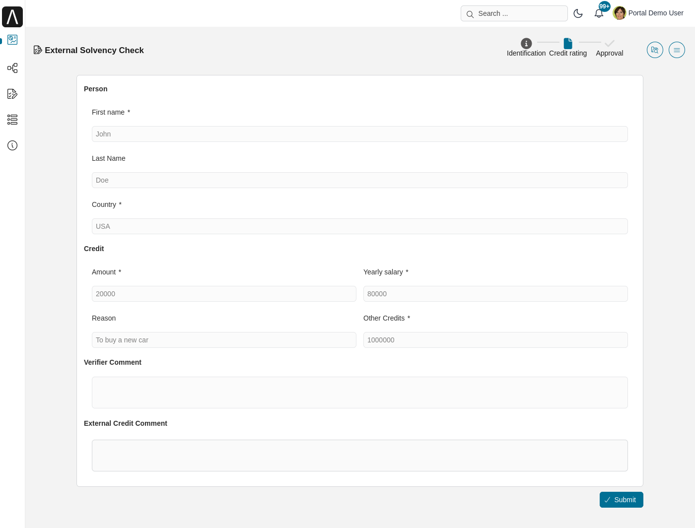 Portal examples: Lending casemap - approval task