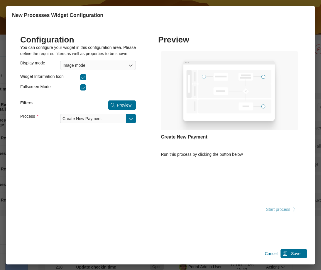 Dashboard process widget's image mode