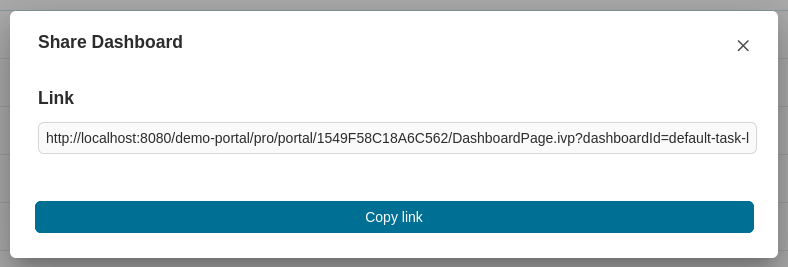 Share dashboard dialog