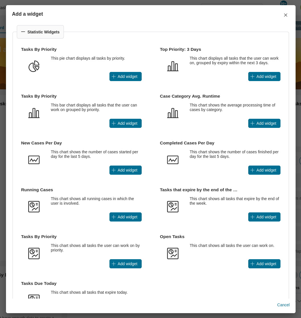 Statistic widget list