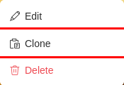 Clone widget menu a widget in Edit mode. After clicking this menu, the Clone widget dialog will appear.