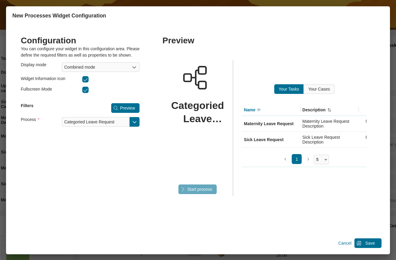 Dashboard process widget's combined mode