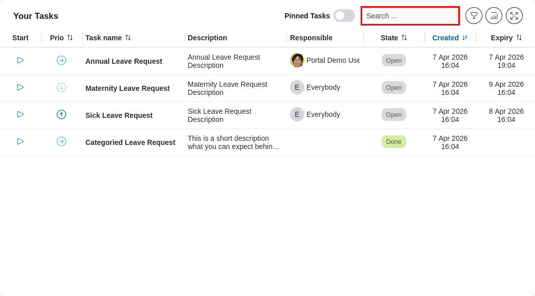 Dashboard task widget's quick search