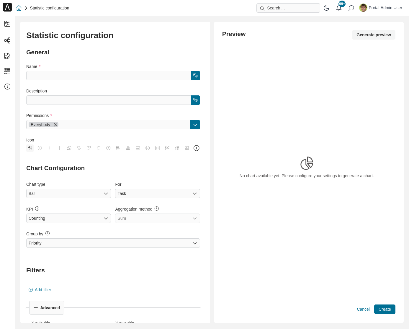 Custom statistic widget configuration page