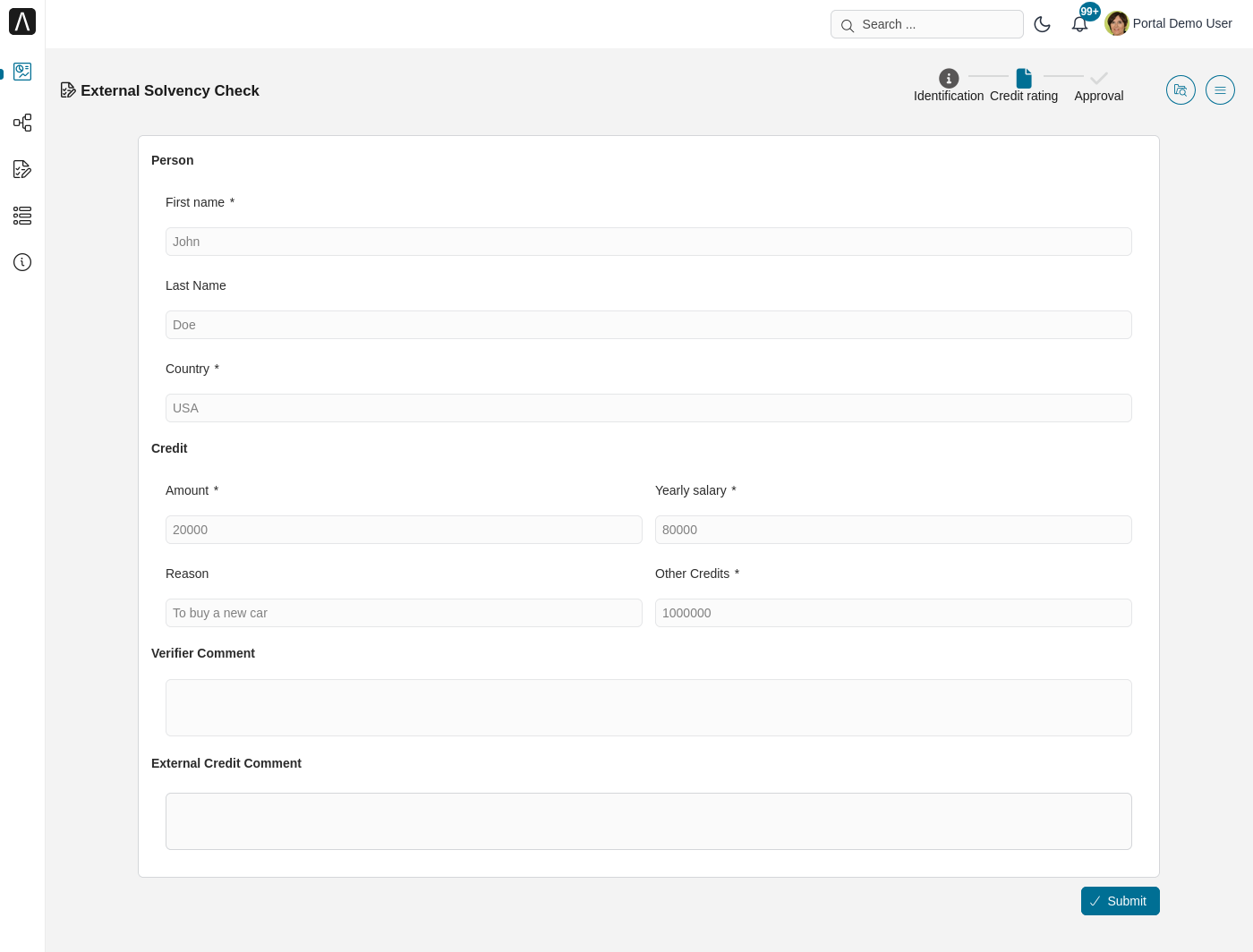 Portal examples: Lending casemap - approval task