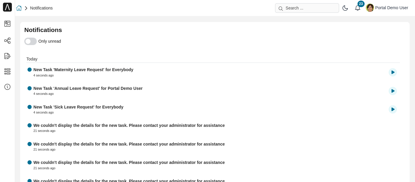 Full notifications page