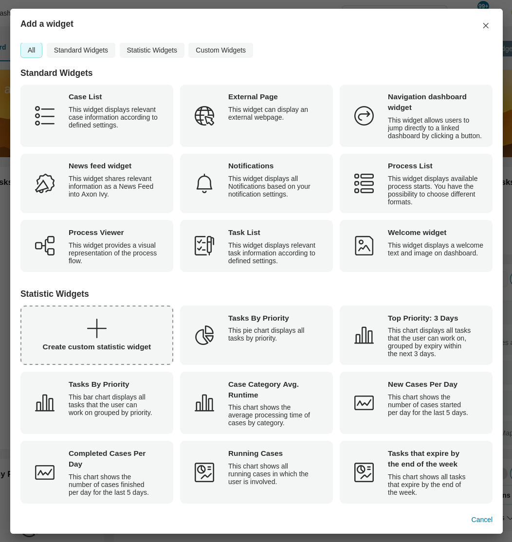 Statistic widget list
