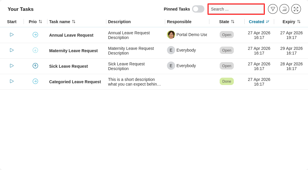 Dashboard task widget's quick search