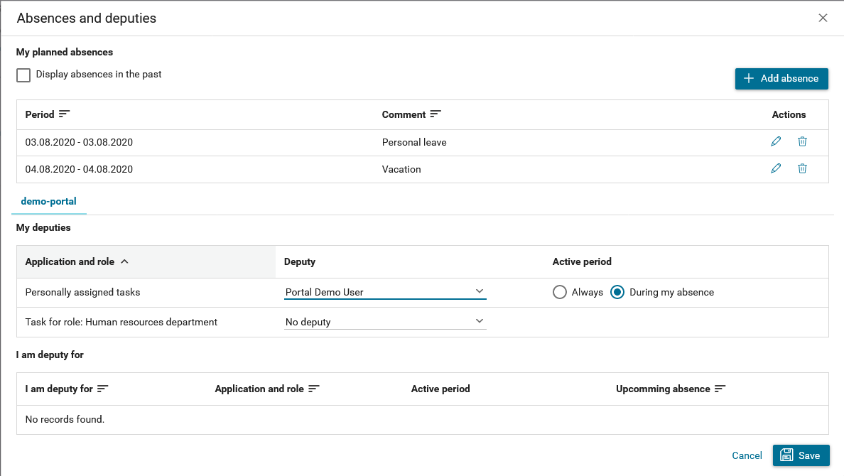 how-to-set-absence-deputies