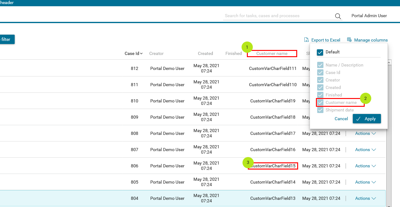 case-columns-configuration