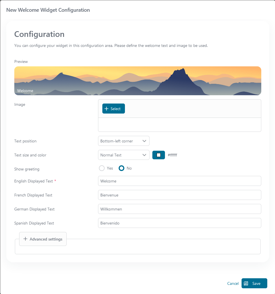 welcome-widget-configuration