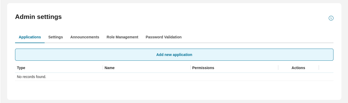 Admin setting: applications