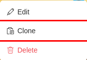 Clone widget menu a widget in Edit mode. After clicking this menu, the Clone widget dialog will appear.