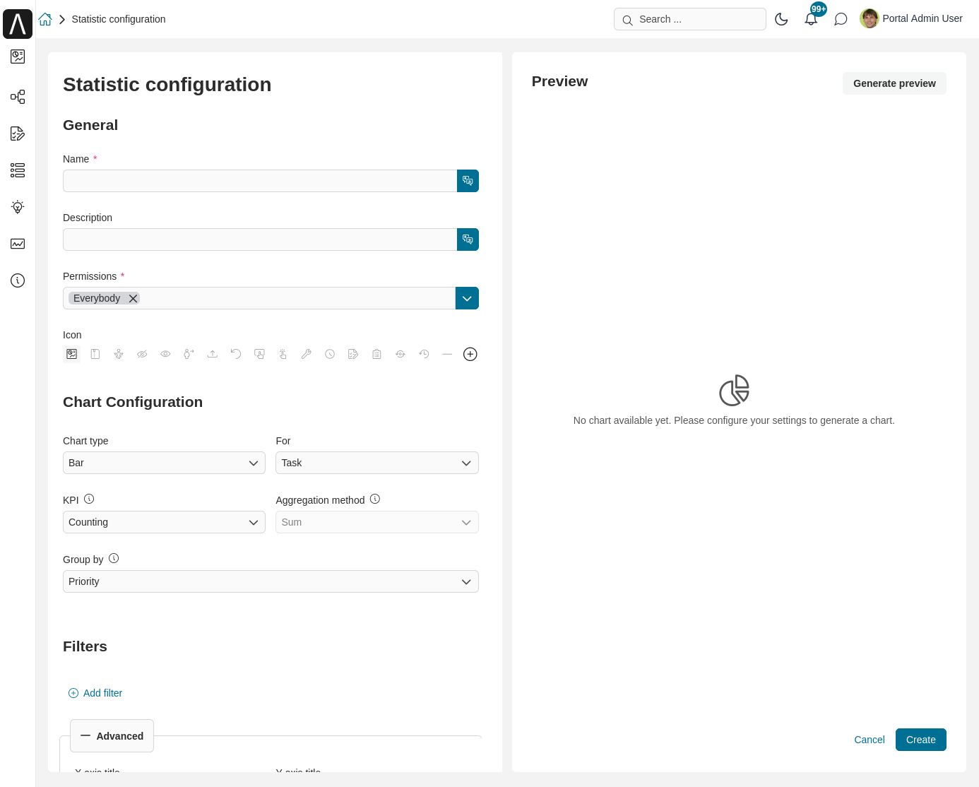 Custom statistic widet configuration page