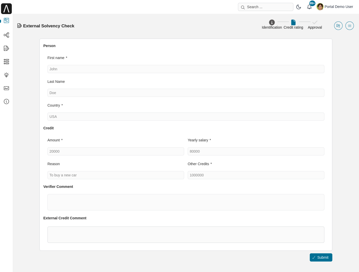 Portal examples: Lending casemap - approval task