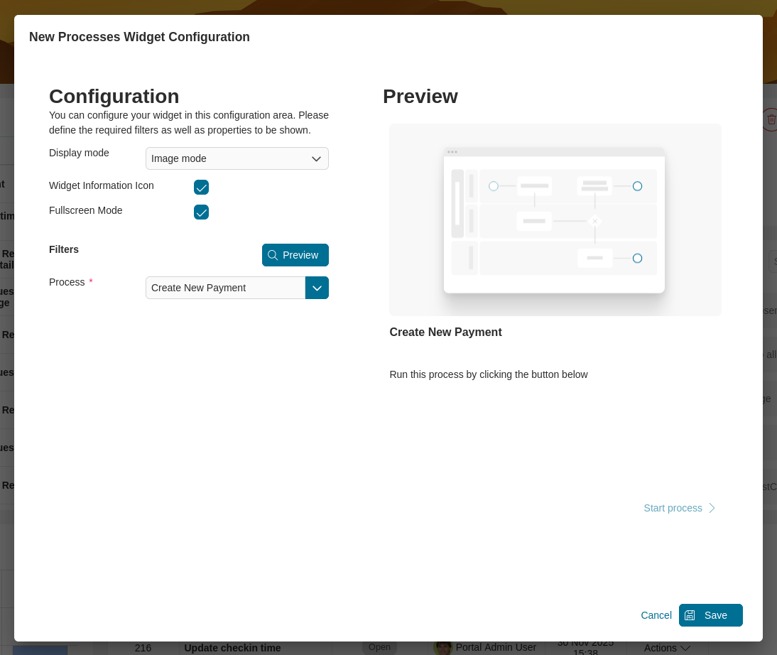 Dashboard process widget's image mode